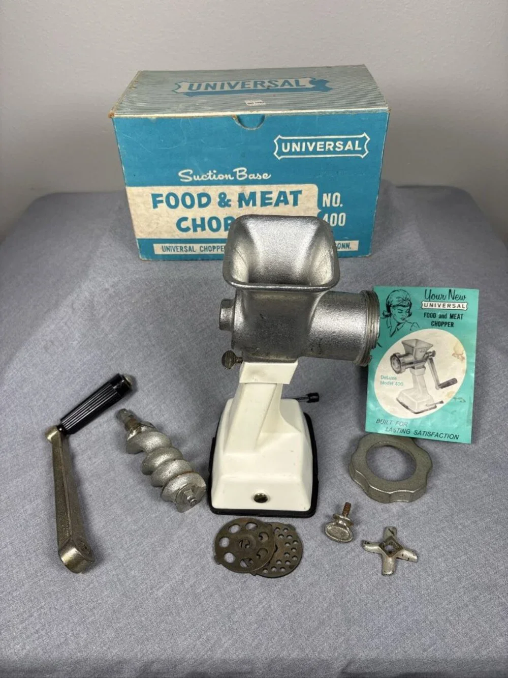Vintage Universal Suction Base Food and Meat Chopper No 400 Including Packaging